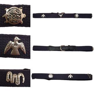 Vintage Blue Belt With Metal Southwestern Animals Details